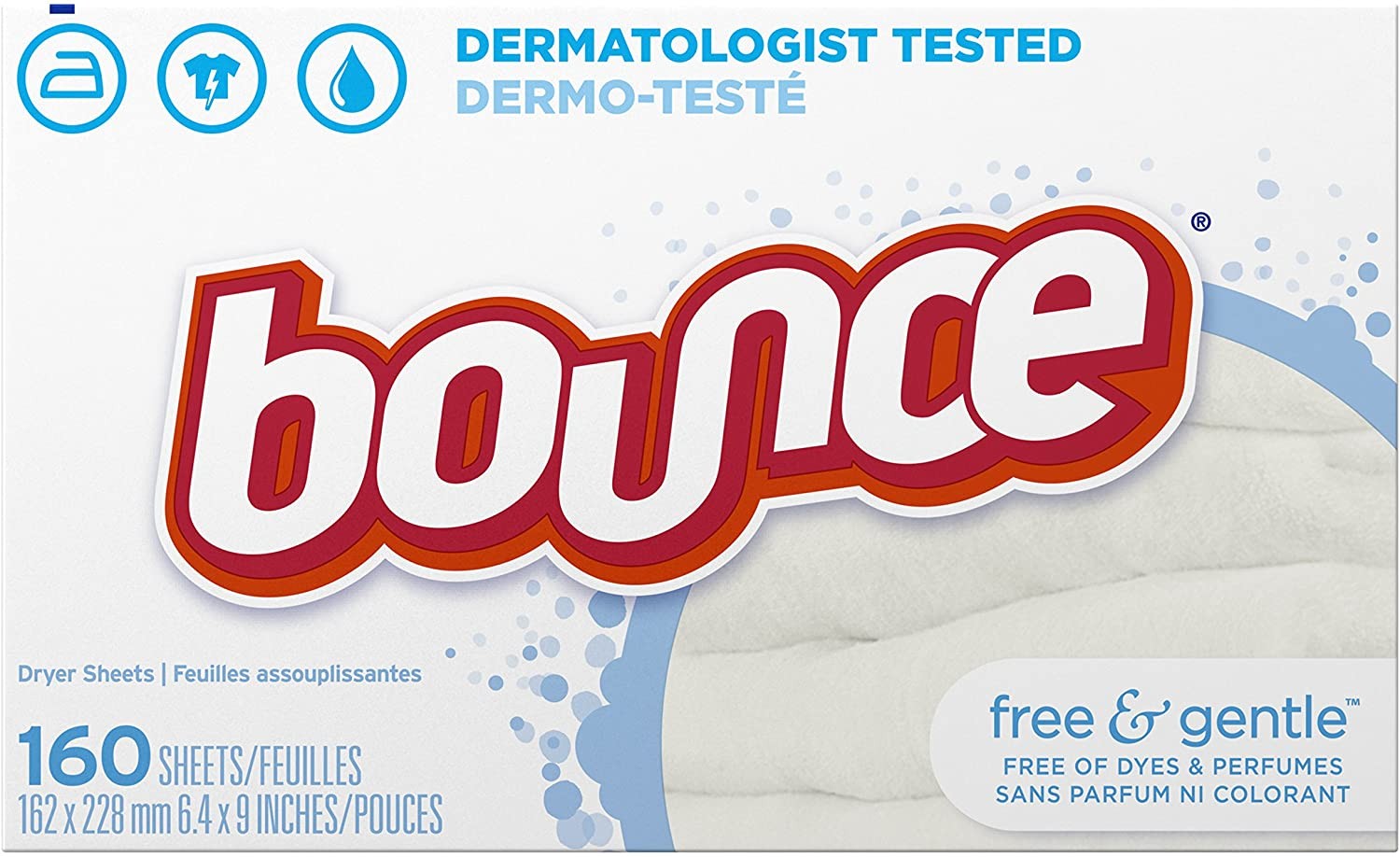 Bounce, Sheet Fabric Softener Free & Gentle Unscented for Sensitive Skin, Case of 6/120ct Bounce, Sheet Fabric Softener Free & Gentle Unscented for Sensitive Skin, Case of 6/120ct