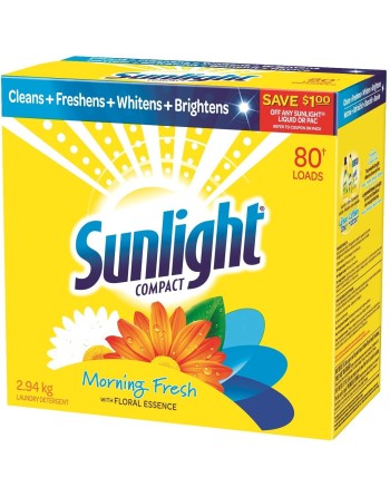 Sunlight® HE Ultra Powder Laundry Detergent, Morning Fresh, 40 Wash Loads 2.2 Kg, Case of 4 Boxes - [DefendUse.com] - CB450036 -