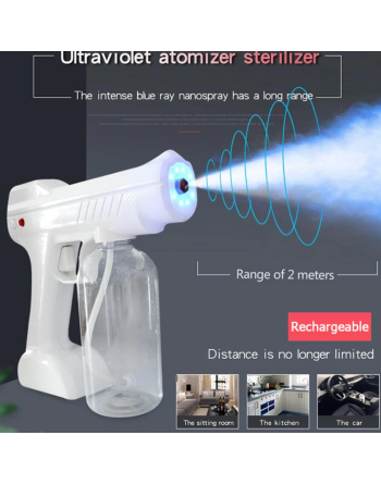 Rechargeable Blue Light Nanotechnology Cold-Spray Gun Atomizing Disinfection Sprayer, Wireless Spray Machine 800 mL - [DefendUse