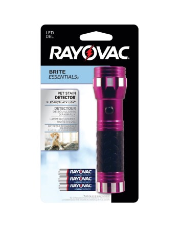 RAYOVAC Brite Essentials™ LED Pet Stain Detector Lamp Type: LED Body Colour: Purple Battery Type: AAA - 1
