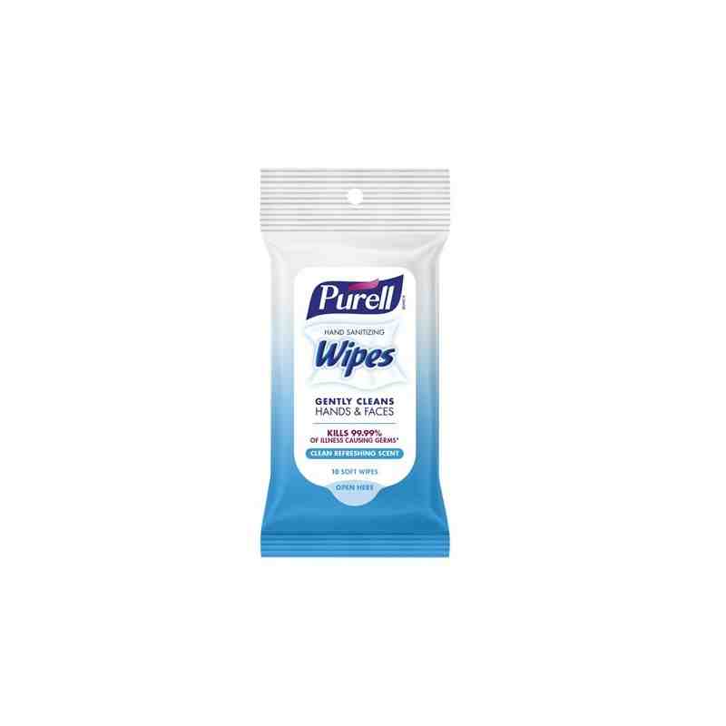 PURELL 9136-24-CAN Hand Sanitizing Wipes, Packet Wipes/Pack: 10 Wipes, Case of 24 - [DefendUse.com] - 9136-24-CAN - Purell Hand 
