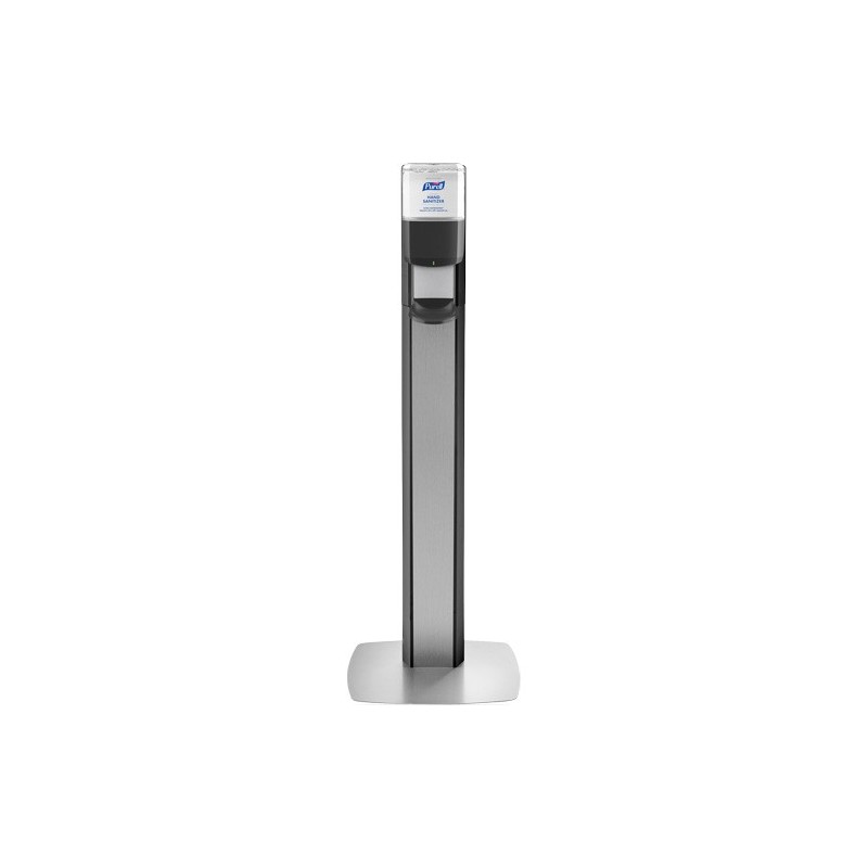 Purell® MESSENGER™ ES6 Silver Panel Floor Stand with Dispenser, Graphite/Silver - [DefendUse.com] - 7316-DS-SLV - Purell Hand Sa