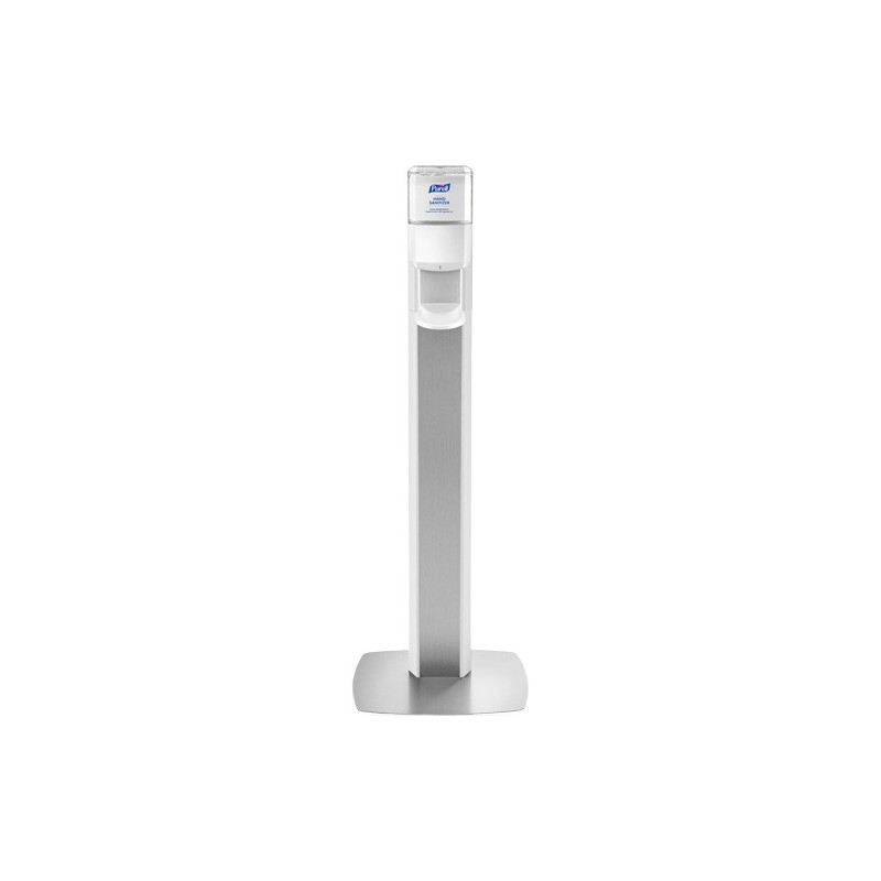 Purell® MESSENGER™ ES8 Silver Panel Floor Stand with Dispenser, White/Siver - [Cleaning Supplies Canada Discounts] - 7308-DS-SLV