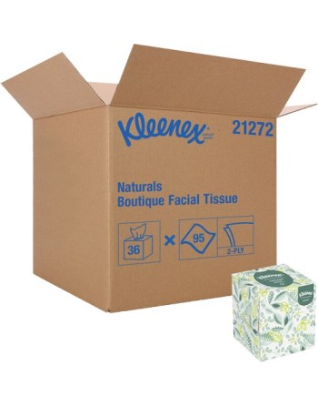 Kleenex® 21272 Naturals Boutique Facial Tissue, 2 Ply, 7.8" L x 8.3" W, 95 Sheets/Box, 36/Cs - [DefendUse.com] - 21272 - Kleenex