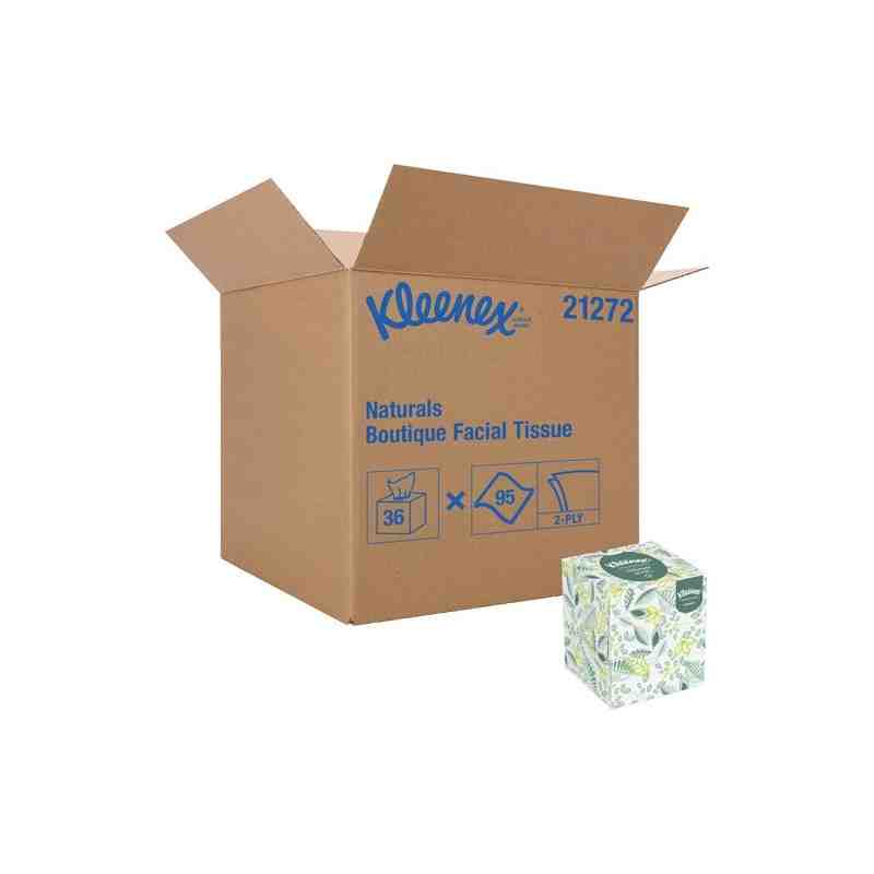 Kleenex® 21272 Naturals Boutique Facial Tissue, 2 Ply, 7.8" L x 8.3" W, 95 Sheets/Box, 36/Cs - [DefendUse.com] - 21272 - Kleenex