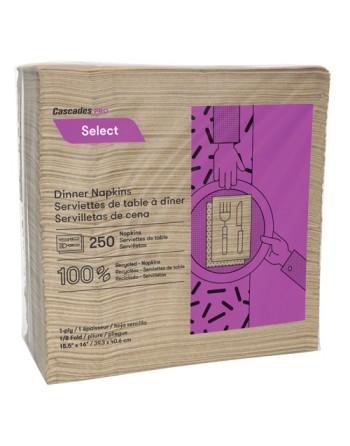 CASCADES  Pro Select™ 1/8 Fold Dinner Napkins Sheet Width: 15.5" Ply: 1 Sheet Length: 16" Sheets/Pkg.: 250, 12/Case - [DefendUse