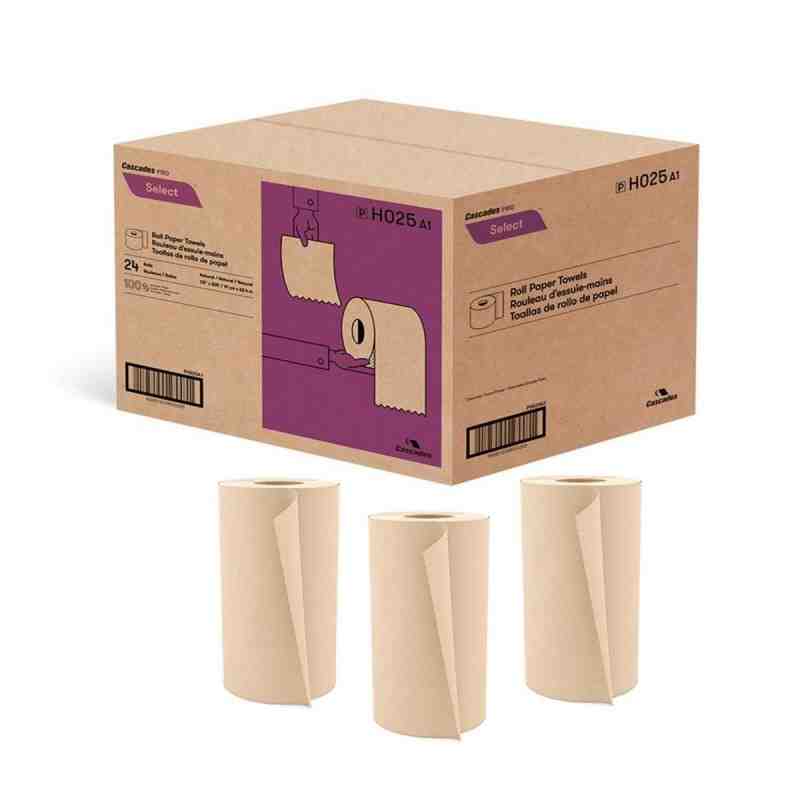 Cascades PRO Select® Natural Roll Paper Towels, 100% Recycled Fibres, 350'/Roll, 12 Rolls/Case - [DefendUse.com] - H035 - Cascad