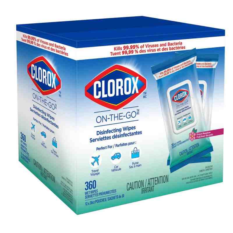 CLOROX ON-THE-GO Meadow Fresh Sanitizing Towels, Pouch of 15,  Case: 48 x 15ct - [DefendUse.com] - 55796 - Clorox® On-The-Go