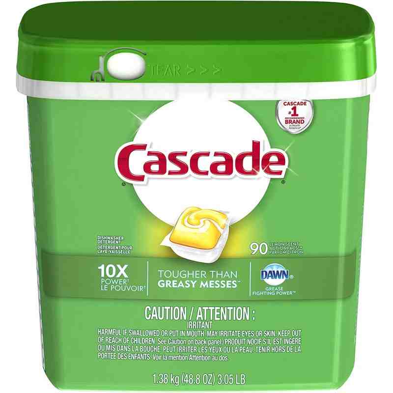 Cascade® 37000-98120 2 In 1 Action Pacs, Dishwashing Detergent, Lemon, Case of 3, 90ct - [DefendUse.com] - 37000-98120 - Dishwas