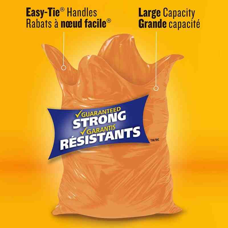 Glad Orange Garbage Bags - Extra Large 135 Litres - 20 Trash Bags, Case of 4x50ct