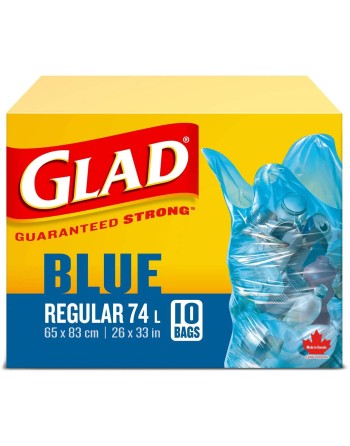 Glad Blue Recycling Bags - Regular 74 Litres - 10 Trash Bags, Case of 24x10ct