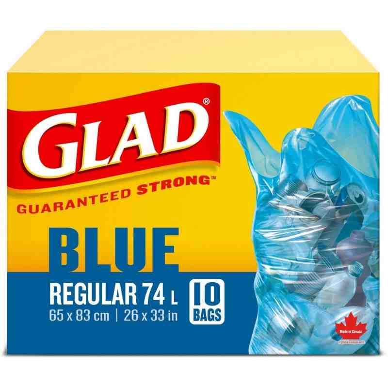 Glad Blue Recycling Bags - Regular 74 Litres - 10 Trash Bags, Case of 24x10ct