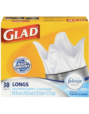 Glad Kitchen Catchers White Garbage Bags with Febreze Freshness, Easy-Tie Flaps, Tall, Case of 12, 30 Bags - [DefendUse.com] - 3