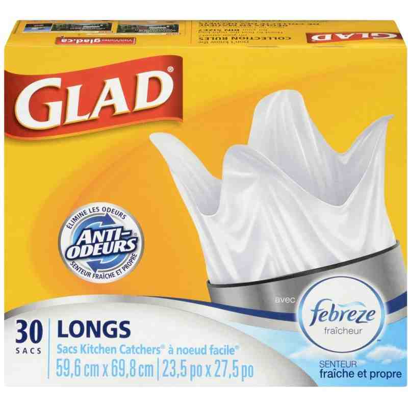 Glad Kitchen Catchers White Garbage Bags with Febreze Freshness, Easy-Tie Flaps, Tall, Case of 12, 30 Bags - [DefendUse.com] - 3