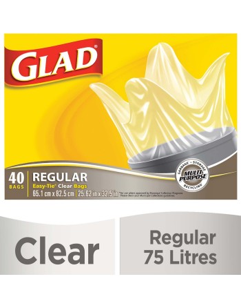 Glad Easy-Tie Bag Clear Reg, Case of 6x40ct