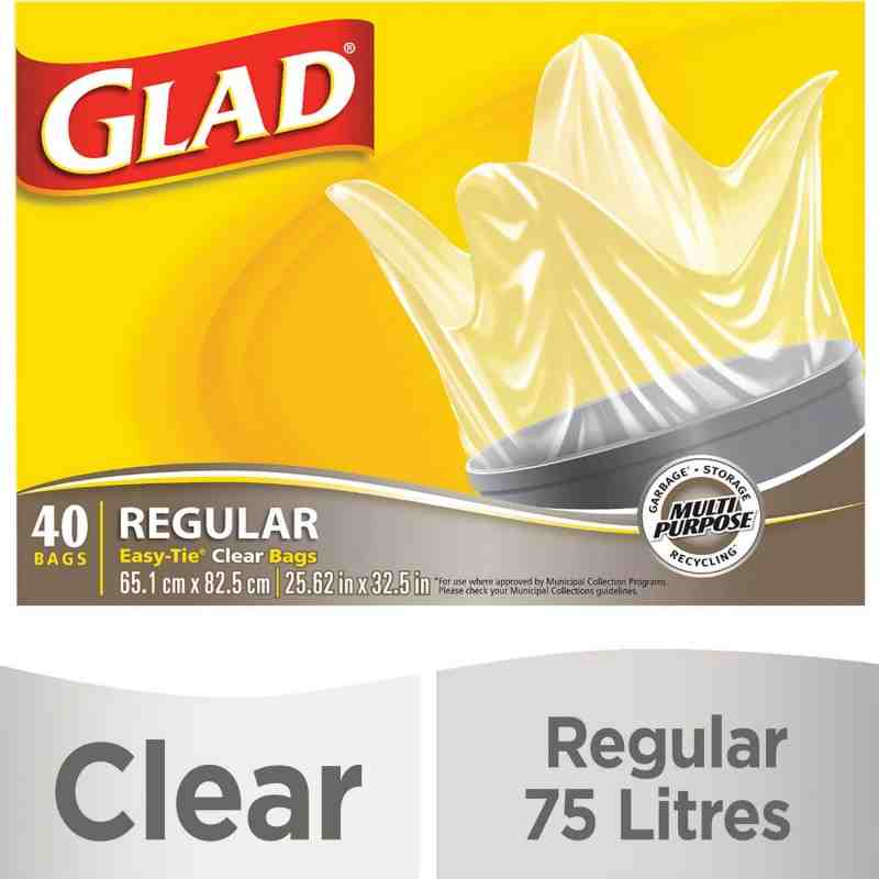 Glad Easy-Tie Bag Clear Reg, Case of 6x40ct