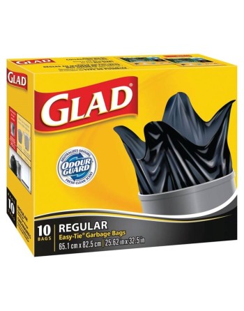 Glad Easy-Tie Garbage Bags Regular, Case of 24x10ct
