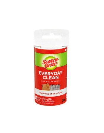 3M 7100107398 Scotch-Brite, Lint Roller, Refill, 60 Sheets/Roll, 12 Rolls/Case, 836RP60-CN - [DefendUse.com] - 3M-7100107398 - S