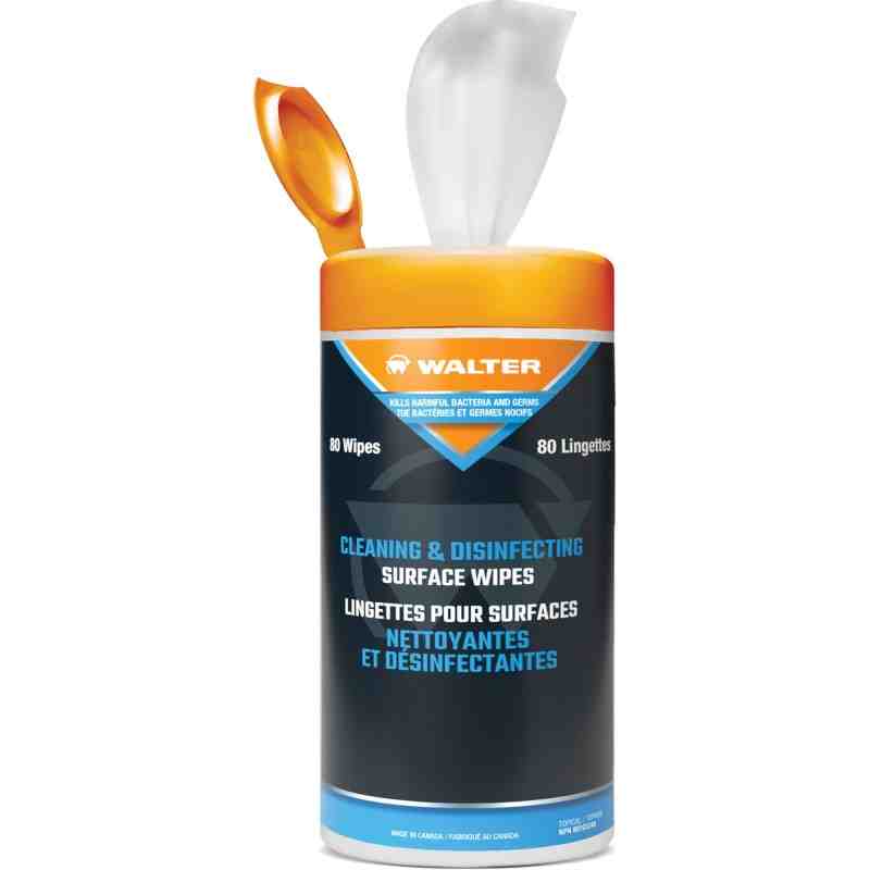 WALTER 53G055 Disinfectant Cleaner Degreaser Surface Wipes, 12" x 5.5", 80 Count - [DefendUse.com] - 53G055 - Household Disinfec
