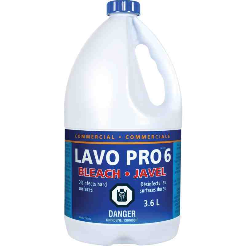 LAVO 044015 Professional Liquid Bleach, 6%, Sodium Hypochlorite, Jug, 3.6 L, Case of 6 - [DefendUse.com] - 044015 - Lavo Bleach