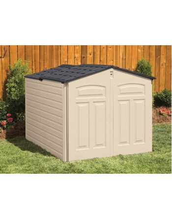 RUBBERMAID HOME  Slide Lid Shed Height: 52-3/4" Width: 76-1/4" Depth: 56-3/4" Material: Plastic - [DefendUse.com] - 1800005 - Ou