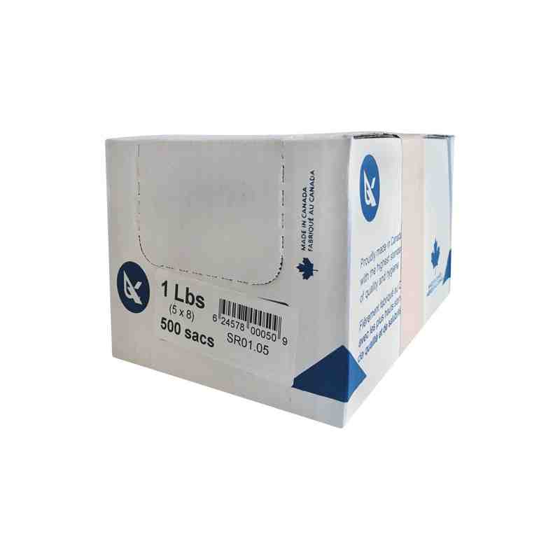 SR Series Food Packaging Bulk Pound Bags, Open Top, 11-1/2" x 5", 0.85 mil Box of 500