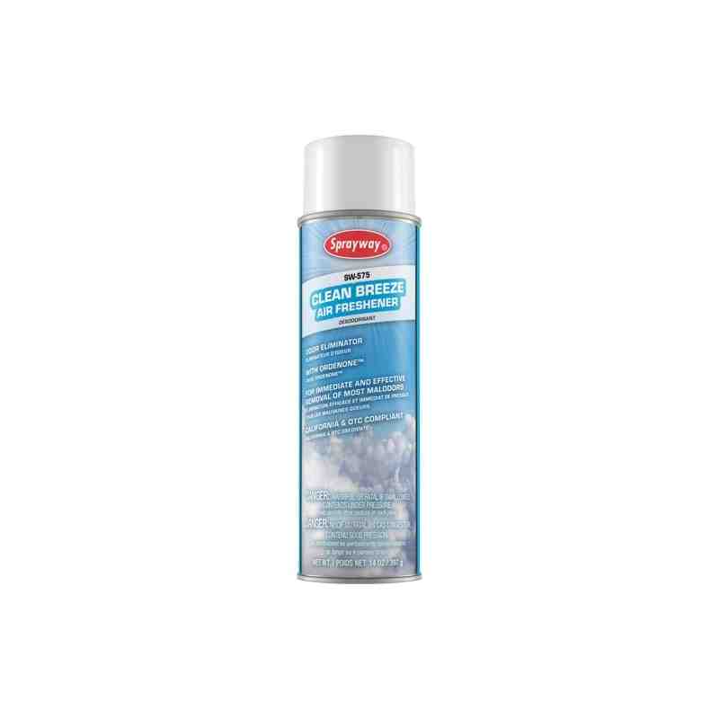 SPRAYWAY SW575 Air Freshener, Clean Breeze, Aerosol Can, 14 oz, Case of 12 - [DefendUse.com] - SW575 - Sprayway