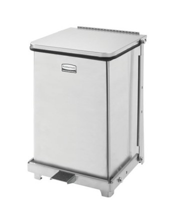 RUBBERMAID FGST7SSPL Defenders Square Step Can with Liner, Capacity: 4 US gal., Colour: Stainless Steel - [DefendUse.com] - FGST
