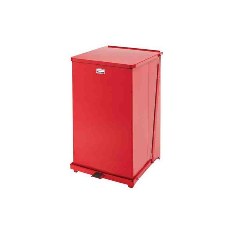 RUBBERMAID FGST40EPLRD  Defenders Square Step Can with Liner, Capacity: 25 US gal., Colour: Red - [DefendUse.com] - FGST40EPLRD 