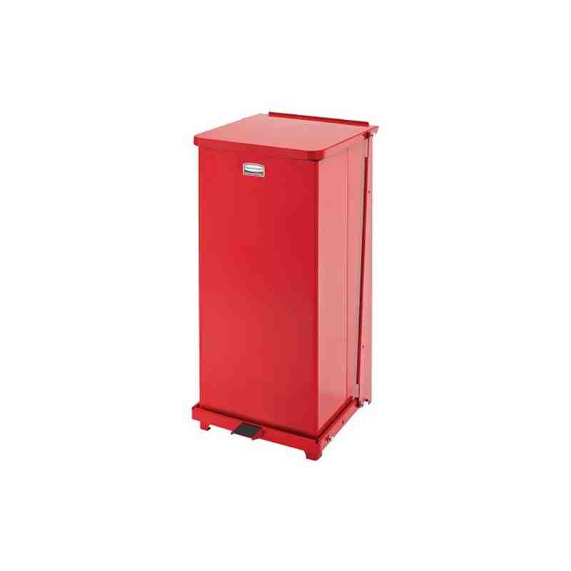 RUBBERMAID FGST24EPLRD Defenders Square Step Can with Liner, Capacity: 13 US gal., Colour: Red - [DefendUse.com] - FGST24EPLRD -