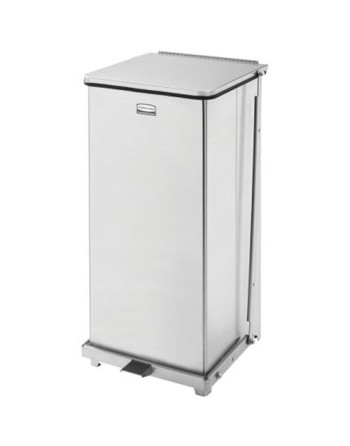 RUBBERMAID FGST24SSPL  Defenders Square Step Can with Liner, Capacity: 13 US gal., Colour: Stainless Steel - [DefendUse.com] - F