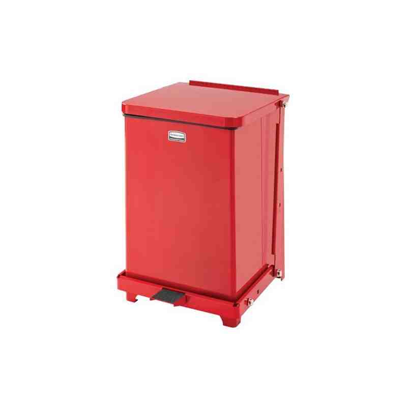 Rubbermaid FGST24EPLRD 24-gal Square Plastic Step Trash Can, 15"L x 15"W x 30"H, Red - [DefendUse.com] - FGST7EPLRD - Defender S