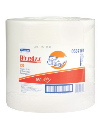 KIMBERLY-CLARK  L30 Wipers, Utility, 12-2/5" L x 13-1/3" W Colour: White  Sheets: 950 Units/Case: 1 - [DefendUse.com] - 05841 - 
