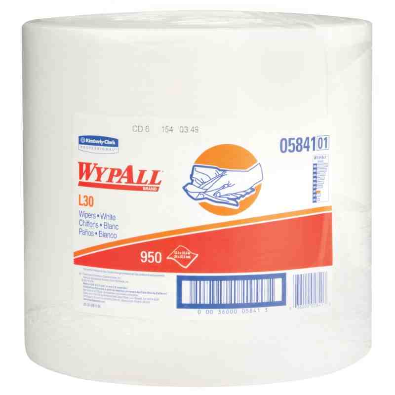 KIMBERLY-CLARK  L30 Wipers, Utility, 12-2/5" L x 13-1/3" W Colour: White  Sheets: 950 Units/Case: 1 - [DefendUse.com] - 05841 - 