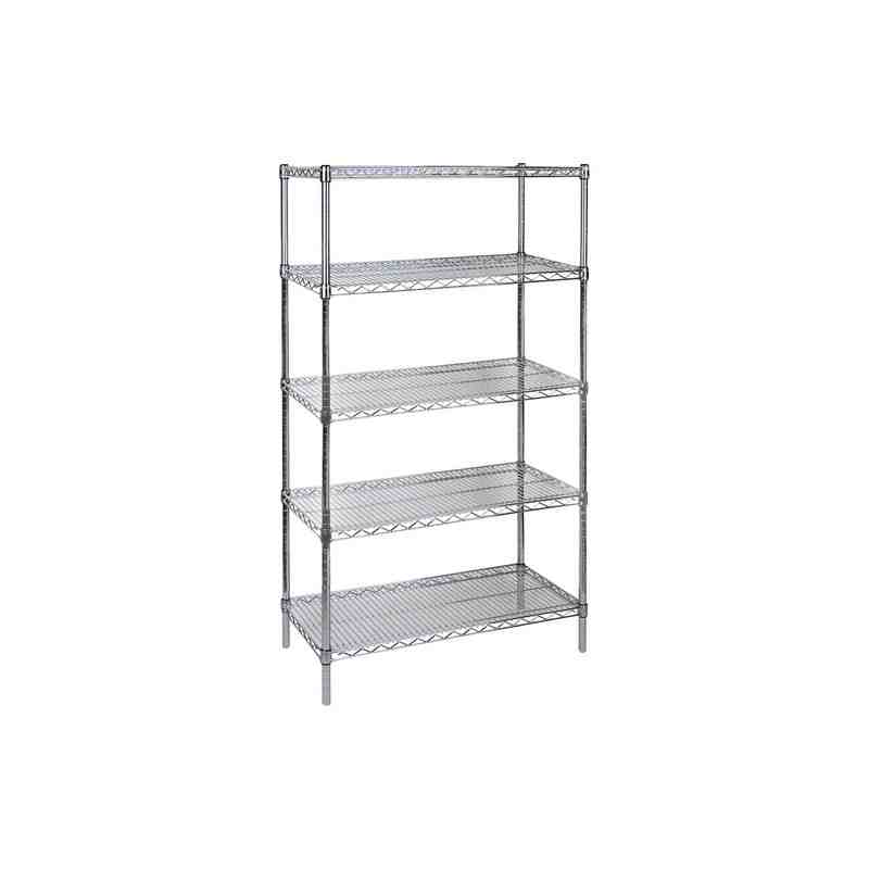 Heavy-Duty Chromate Wire Shelving, 5 Tiers, 72" W x 86" H x 24" D - [Cleaning Supplies Canada Discounts] -  - [DefendUse.com]