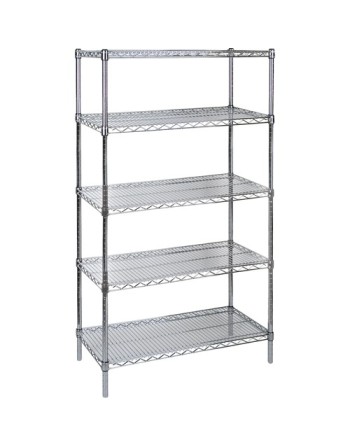 Heavy-Duty Chromate Wire Shelving, 5 Tiers, 72" W x 86" H x 18" D - [Cleaning Supplies Canada Discounts] -  - [DefendUse.com]