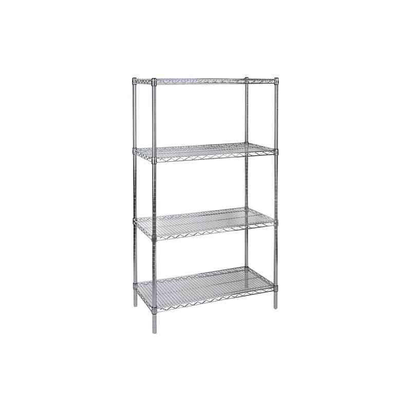Heavy-Duty Chromate Wire Shelving, 4 Tiers, 72" W x 63" H x 24" D - [Cleaning Supplies Canada Discounts] -  - [DefendUse.com]