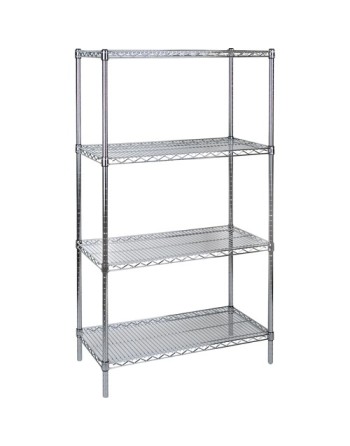 Heavy-Duty Chromate Wire Shelving, 4 Tiers, 72" W x 63" H x 18" D - [Cleaning Supplies Canada Discounts] -  - [DefendUse.com]