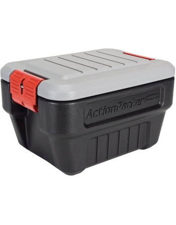 Rubbermaid RMAP080001 ActionPacker Lockable Storage Box/Tote, 8 Gallon, Grey and Black (1949040), Case of 4 - [DefendUse.com] - 