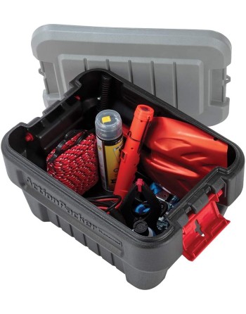 Rubbermaid RMAP080001 ActionPacker Lockable Storage Box/Tote, 8 Gallon, Grey and Black (1949040), Case of 4 - [DefendUse.com] - 
