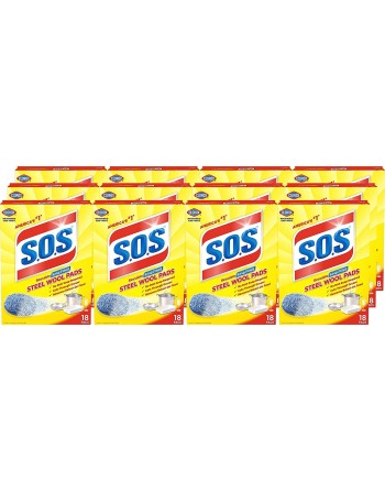 CLOROX 98026 S.O.S, Cleaning Pads, Steel Wool Pads, Regular, Case of 12/18ct - [DefendUse.com] - 98026 - Clorox® Cleaning Produc