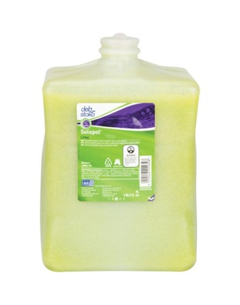 DEB LIM4LTR Solopol Medium Heavy-Duty Hand Cleaner, Pumice, 4 L, Plastic Cartridge, Lime, Qty/Box: 4 - [DefendUse.com] - LIM4LTR