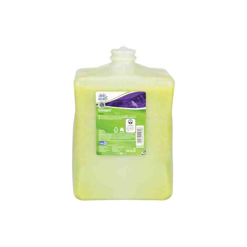 DEB LIM4LTR Solopol Medium Heavy-Duty Hand Cleaner, Pumice, 4 L, Plastic Cartridge, Lime, Qty/Box: 4 - [DefendUse.com] - LIM4LTR