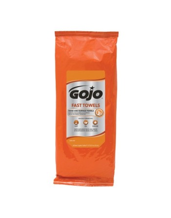 GOJO, Fast Wipes Hand Cleaning Towels, 60 Wipes, 10" x 9", Packet - [DefendUse.com] - 6285-06 - Hand Cleaner Wipes