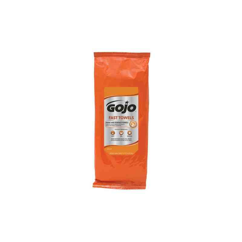 GOJO, Fast Wipes Hand Cleaning Towels, 60 Wipes, 10" x 9", Packet - [DefendUse.com] - 6285-06 - Hand Cleaner Wipes