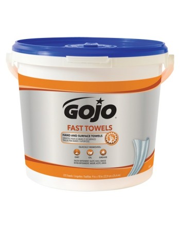 GOJO, Fast Wipes Hand Cleaning Towels, 225 Wipes, 10" x 9", Fragrance: Citrus - [DefendUse.com] - 6299-02 - Hand Cleaner Wipes