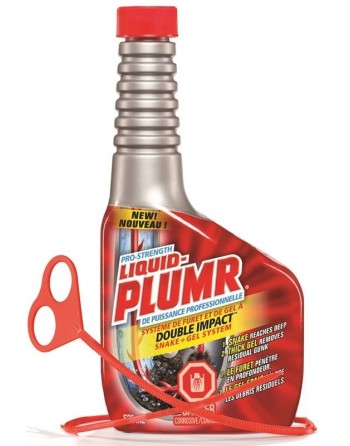 CLOROX 01349 Liquid-Plumr Double Impact Pro-Strength 01349 Drain Opener, 532 ml, Clear/Faint Yellow, Case of 6/532ml - [DefendUs