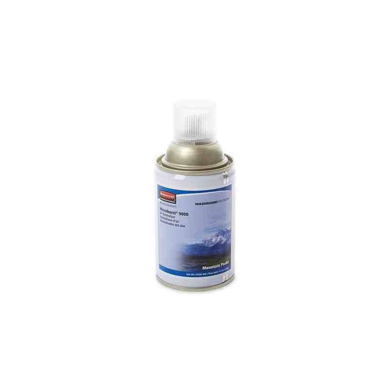 Rubbermaid 4012461 Microburst 9000 Air Freshener Refill, Mountain Peaks, 5.3oz, Aerosol, Case: 4 - [DefendUse.com] - FG4012461 -