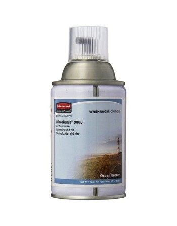 Rubbermaid FG4012471 Microburst 9000 Ocean Breeze Metered Aerosol Air Freshener System Refill, Case: 4 - [DefendUse.com] - FG401