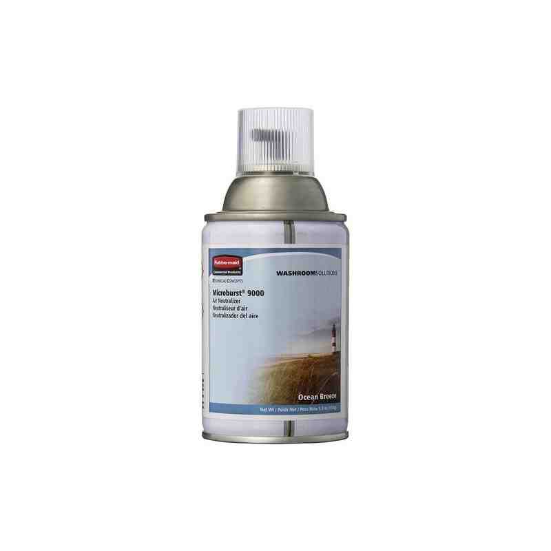 Rubbermaid FG4012471 Microburst 9000 Ocean Breeze Metered Aerosol Air Freshener System Refill, Case: 4 - [DefendUse.com] - FG401